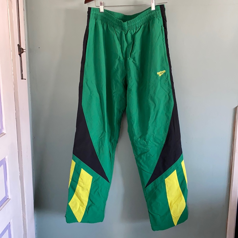 Reebok NWT green vintage style track pants L